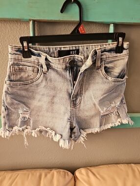 Kut from the Kloth Washed Light Blue Distressed Denim Shorts